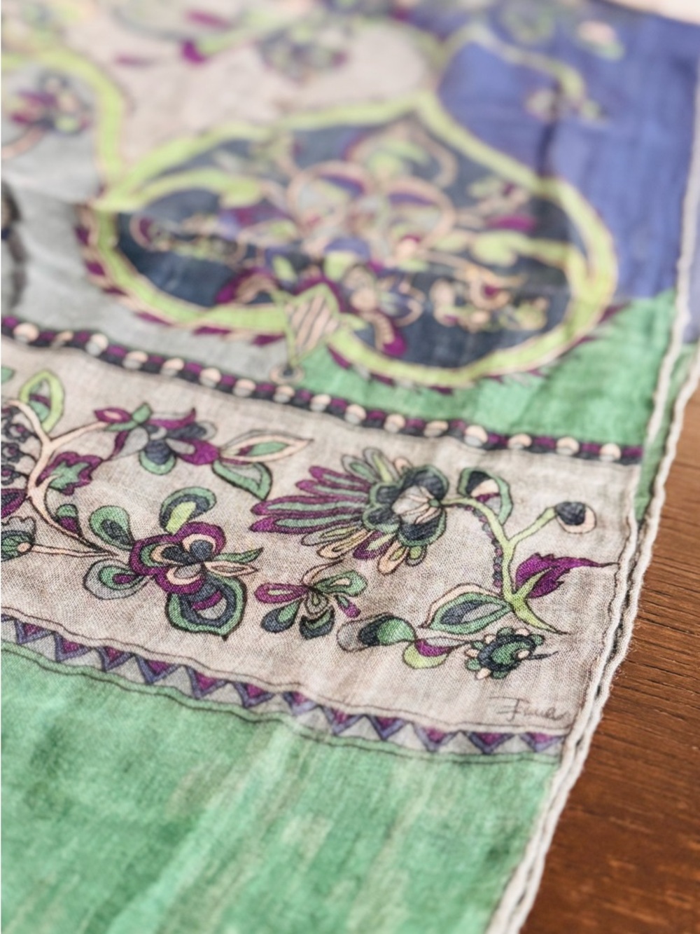 Emilio Pucci Firenze Modal Cashmere Shawl Scarf Italy 78x24 - Picture 9 of 9